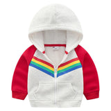 Boys Print Rainbow Zipper Hoodie Sweatshirt - Almoni Express