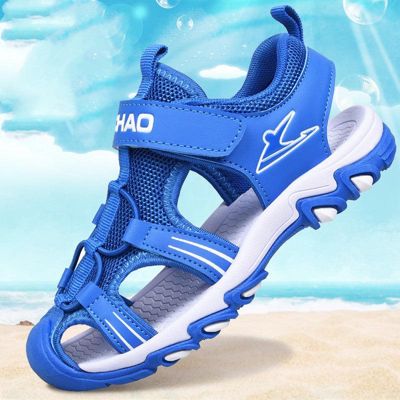 Boys Sandals Baotou Summer Soft Sole Black Children's Beach Shoes Boys Sandals Non-slip - Almoni Express