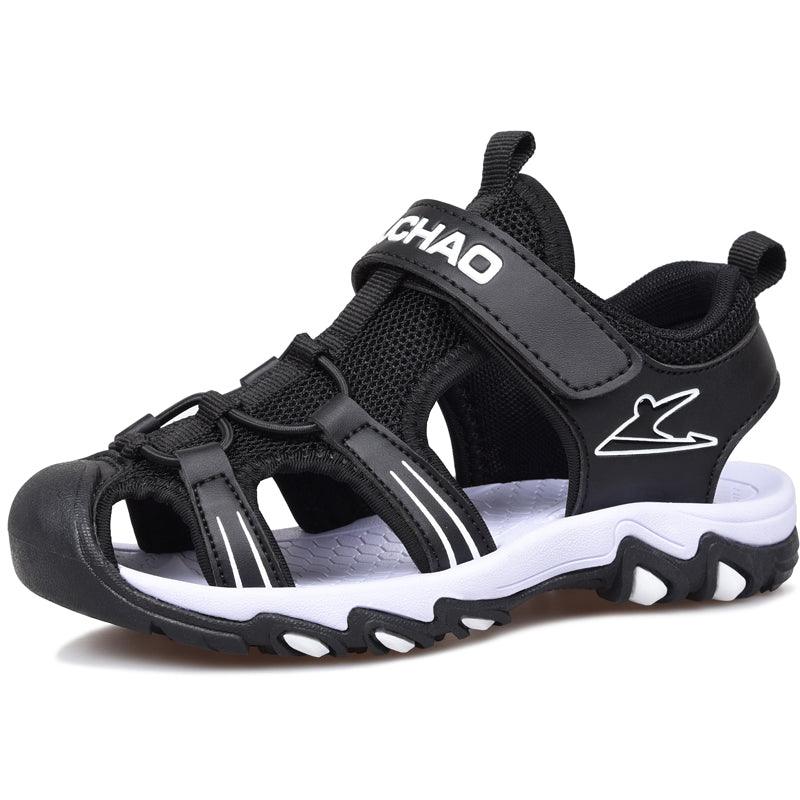 Boys Sandals Baotou Summer Soft Sole Black Children's Beach Shoes Boys Sandals Non-slip - Almoni Express