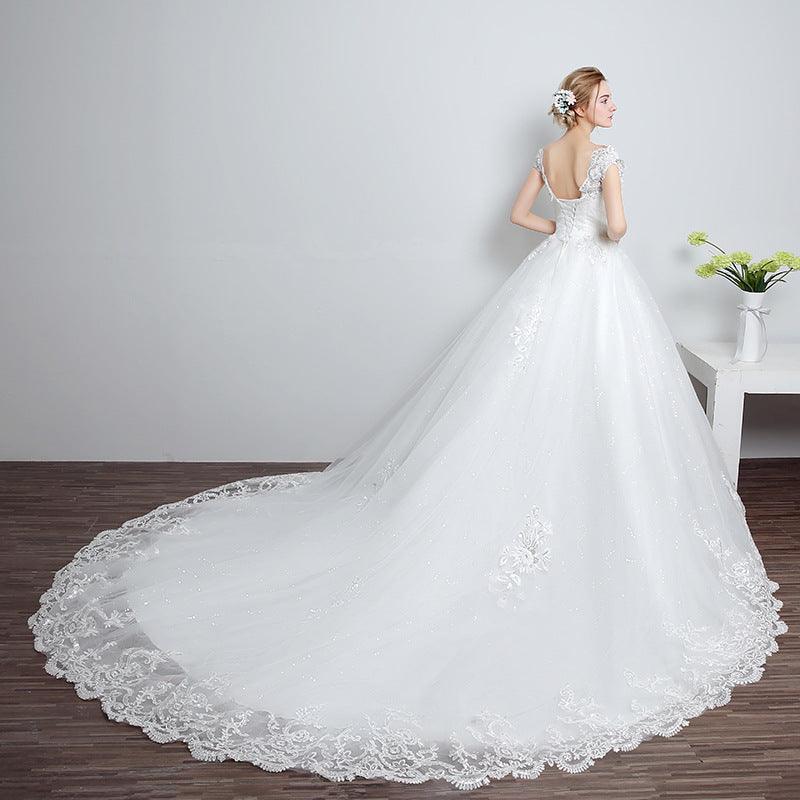 Bride wedding wedding Korean fashion Princess trailing wedding dress new lace strap wedding dress - Almoni Express