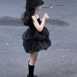 Mother-daughter Suspender Black Princess Dress