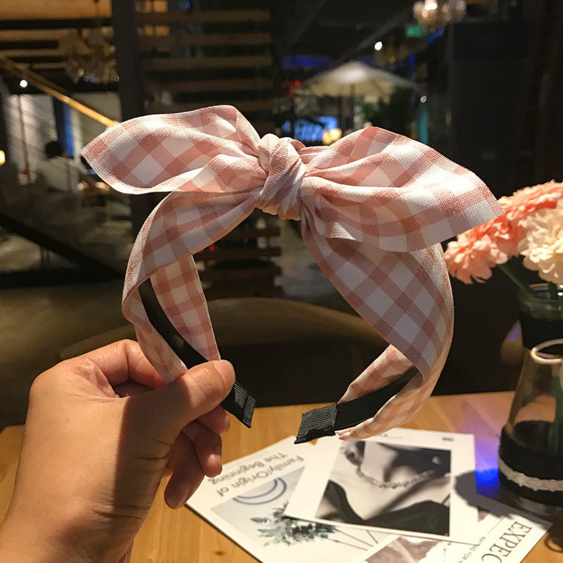 Plaid Knot In The Middle Bow Fabric Headband