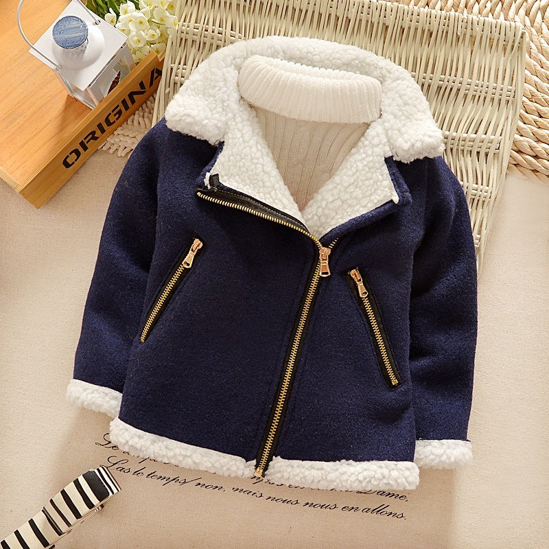 Children's Thickened Fleece Wool Top Lamb Wool Coat