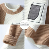 Pullover Half Turtleneck Color Matching Casual Sweater