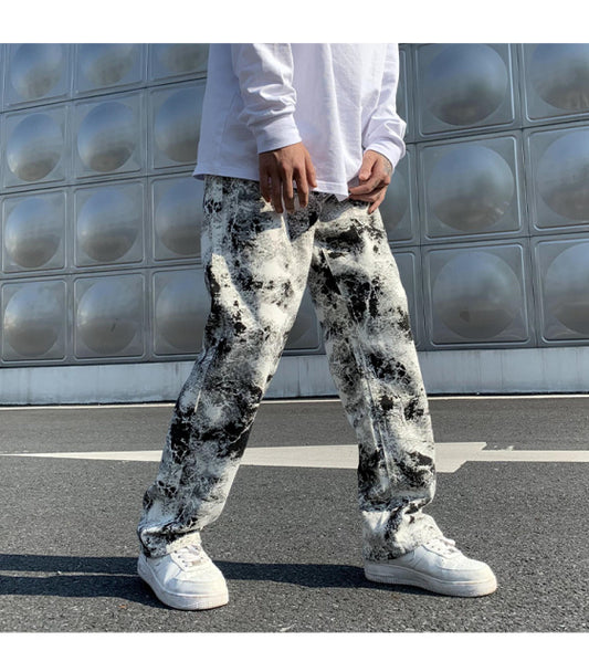 Mens Fashion Mopping Trousers Jeans Korean Style