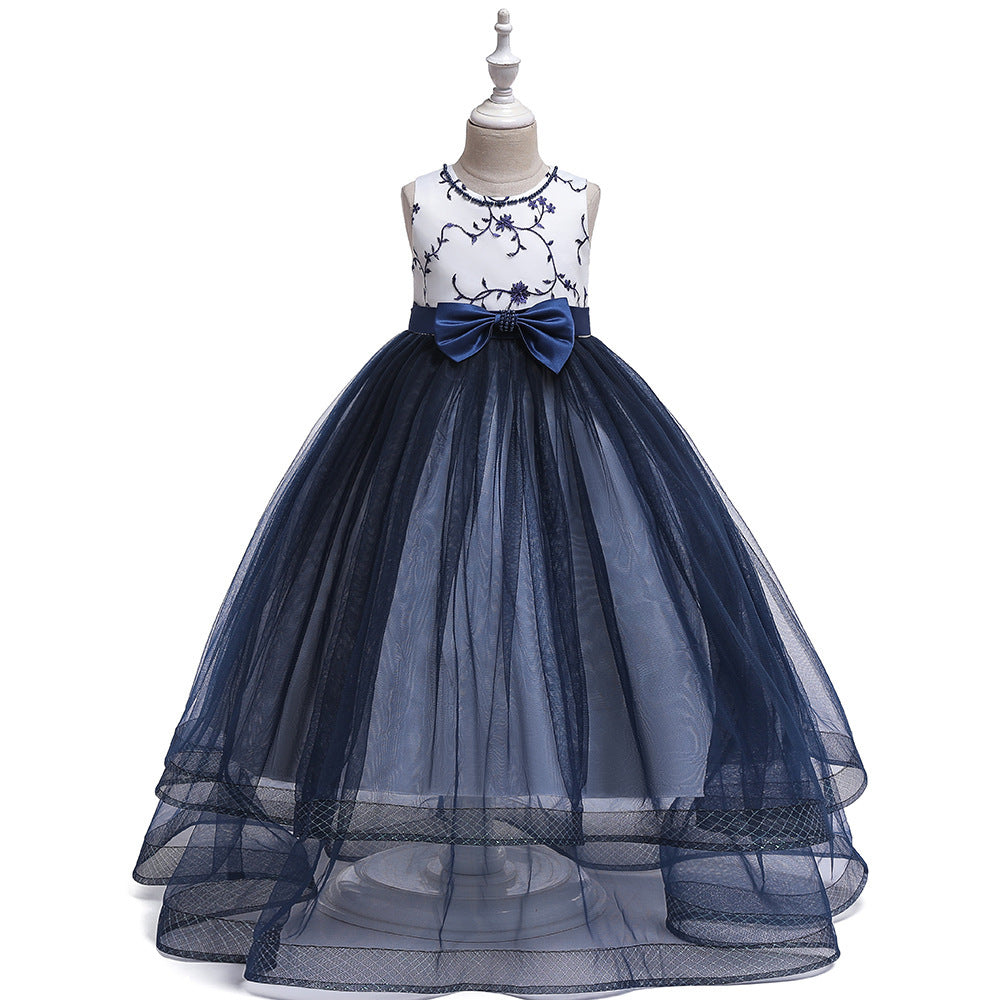 Children's Dress Birthday Girl Embroidered Net Yarn Long Skirt