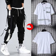 Two-piece Summer Men's Loose Hip-hop Overalls With Hood