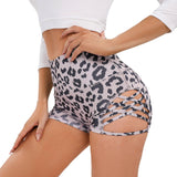 Camouflage Leopard Print Yoga Pants For Women High Waist Tight Shorts With Side Hollow Design Sexy Fitness Pole Dancing Sports Shorts - AL MONI EXPRESS