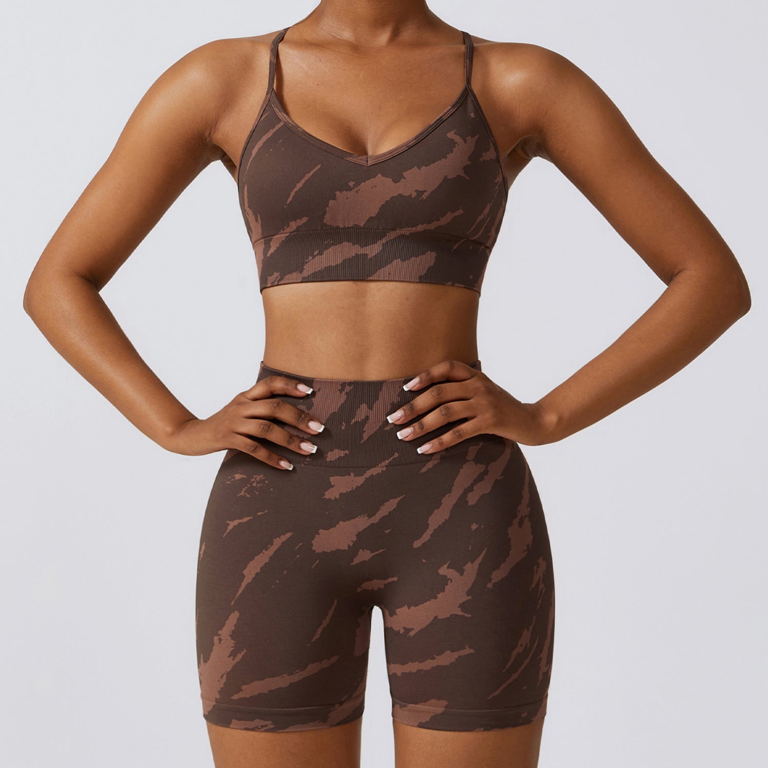 Camouflage Printing Seamless Yoga Suit Quick-drying High Waist Running Workout Clothes - AL MONI EXPRESS