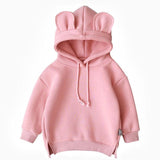 Cartoon Solid Color T-shirt Sweater Fleece Long-sleeved Hooded Children's T-shirt - Almoni Express