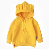 Cartoon Solid Color T-shirt Sweater Fleece Long-sleeved Hooded Children's T-shirt - Almoni Express