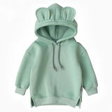 Cartoon Solid Color T-shirt Sweater Fleece Long-sleeved Hooded Children's T-shirt - Almoni Express