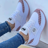 Casual Lace-up Sports Shoes Thick-soled Color-blocked Round-toe Sneakers Outdoor Casual Walking Running Shoes - AL MONI EXPRESS