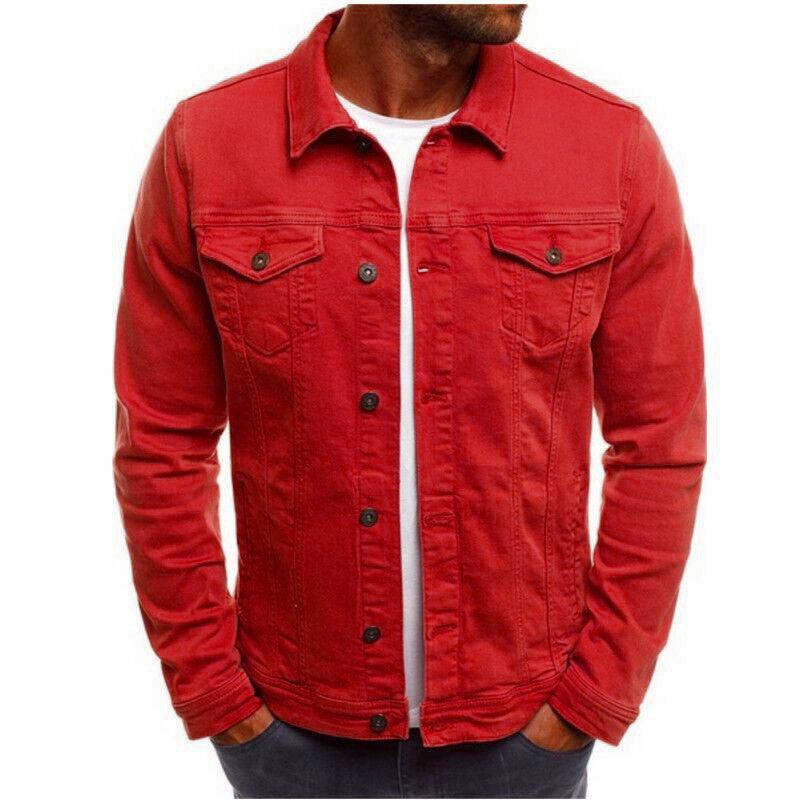 Casual Men Jacket Denim Button Shirt - AL MONI EXPRESS