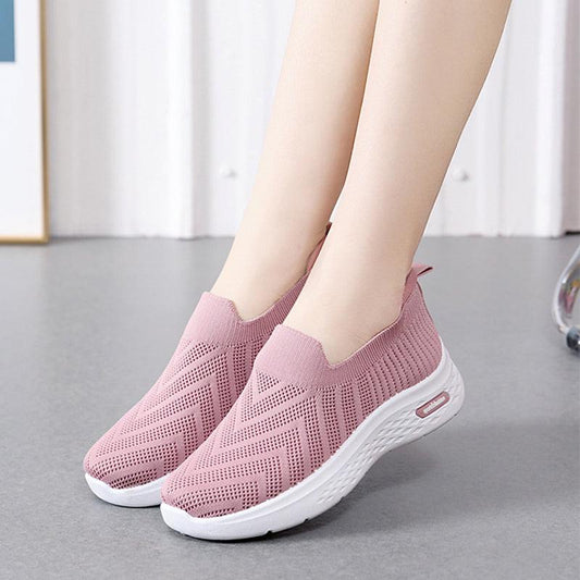 Casual Mesh Shoes Sock Slip On Flat Shoes For Women Sneakers Casual Soft Sole Walking Sports Shoe - AL MONI EXPRESS