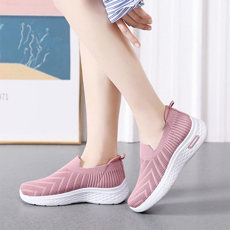 Casual Mesh Shoes Sock Slip On Flat Shoes For Women Sneakers Casual Soft Sole Walking Sports Shoe - AL MONI EXPRESS