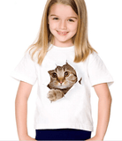 Casual Short-sleeved Cat 3d Printed Children's T-shirt - Almoni Express