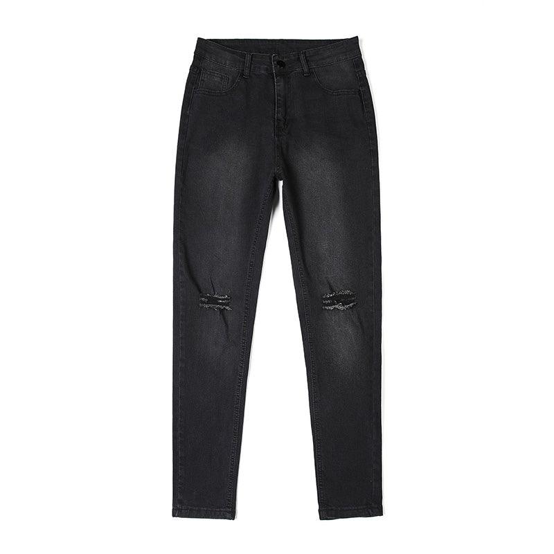 Casual Shredded Slim Zip Pencil Pants - AL MONI EXPRESS