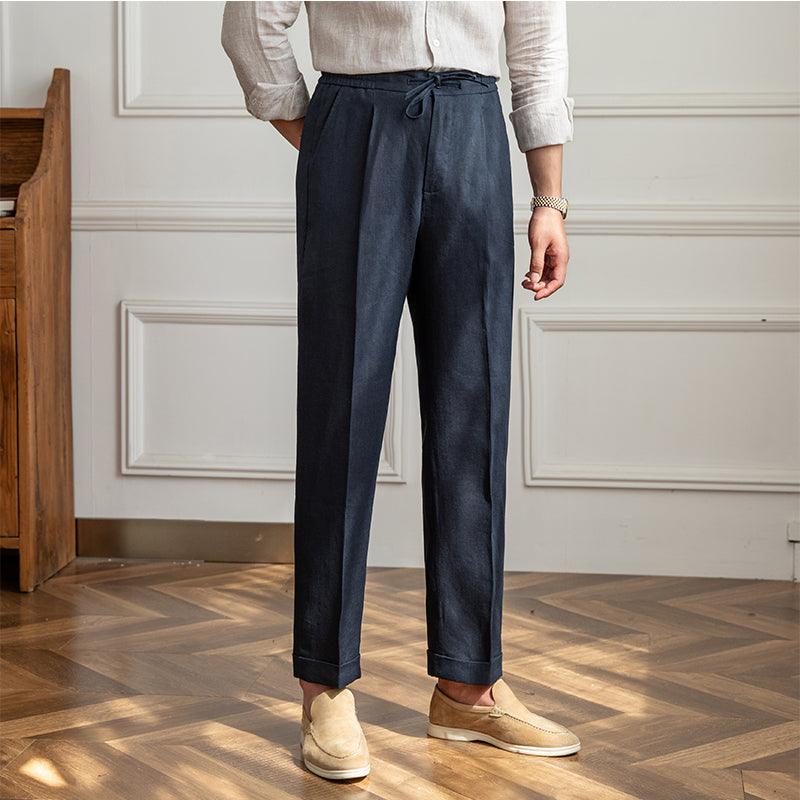 Casual Thin Tethered Linen Pant For Commuting Lightweight - Almoni Express