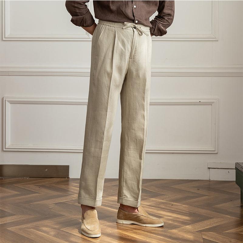 Casual Thin Tethered Linen Pant For Commuting Lightweight - Almoni Express