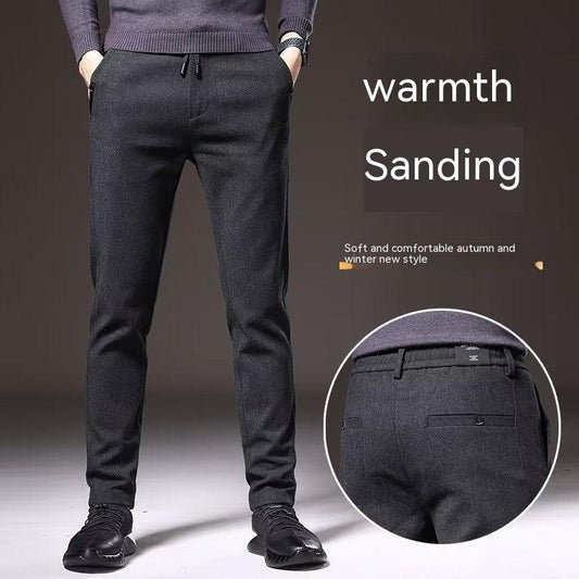 Casual Trousers Men's Loose-fitting Sanding Straight Pants - Almoni Express