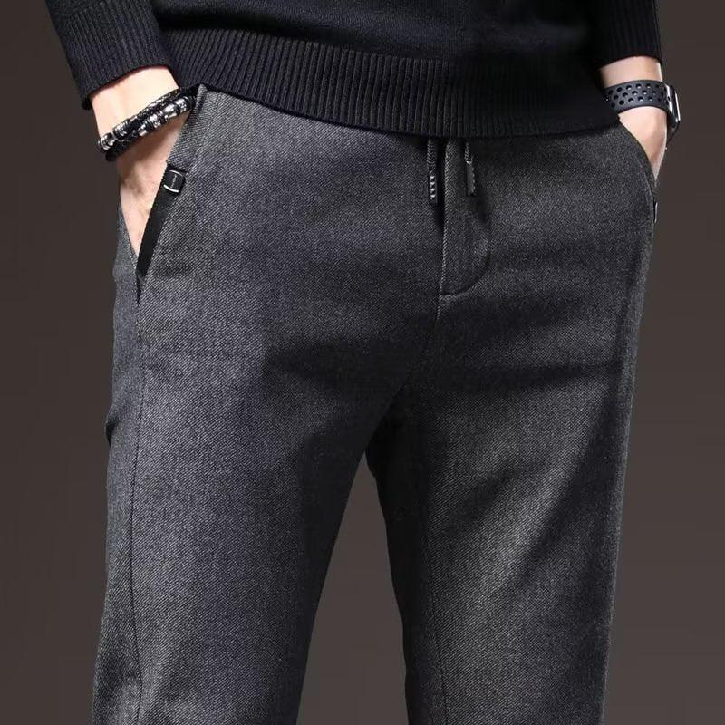 Casual Trousers Men's Loose-fitting Sanding Straight Pants - Almoni Express