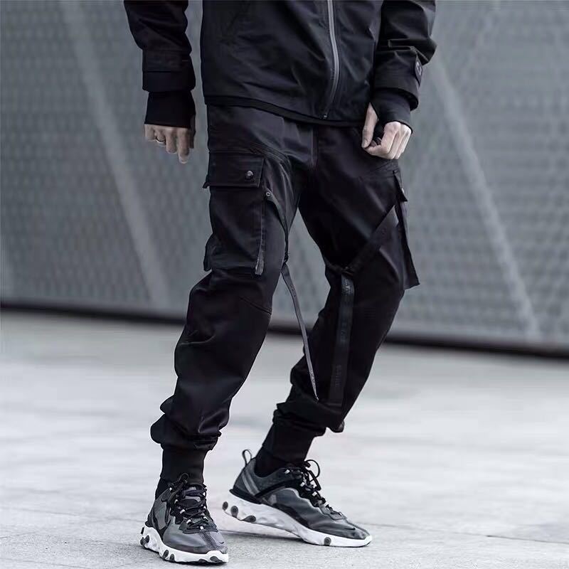 Men's Streamer Multi-pocket Drawstring Casual Trousers