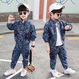 Fashion Simple Print Boy Denim Suit