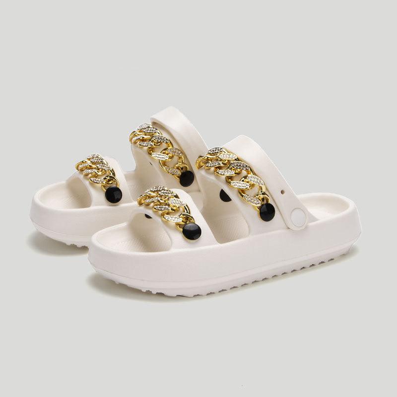 Chains Thick-soled Slippers For Women Indoor Floor House Shoes Summer Outdoor EVA Sandals Two-wearing Beach Shoes - AL MONI EXPRESS