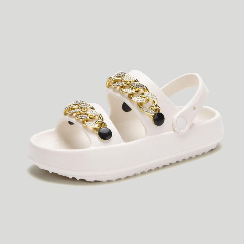 Chains Thick-soled Slippers For Women Indoor Floor House Shoes Summer Outdoor EVA Sandals Two-wearing Beach Shoes - AL MONI EXPRESS