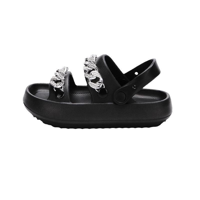 Chains Thick-soled Slippers For Women Indoor Floor House Shoes Summer Outdoor EVA Sandals Two-wearing Beach Shoes - AL MONI EXPRESS