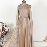 Champagne Muslim Evening Dress Formal Party - Almoni Express