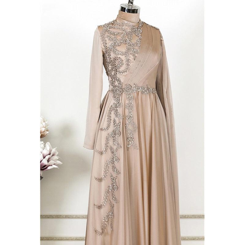 Champagne Muslim Evening Dress Formal Party - Almoni Express