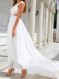 Chiffon Lace Trailing Wedding Large Swing Dress - Almoni Express