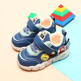 Children Leather Short Plush Sports Shoes Boys' Walking Cotton Shoes - Almoni Express