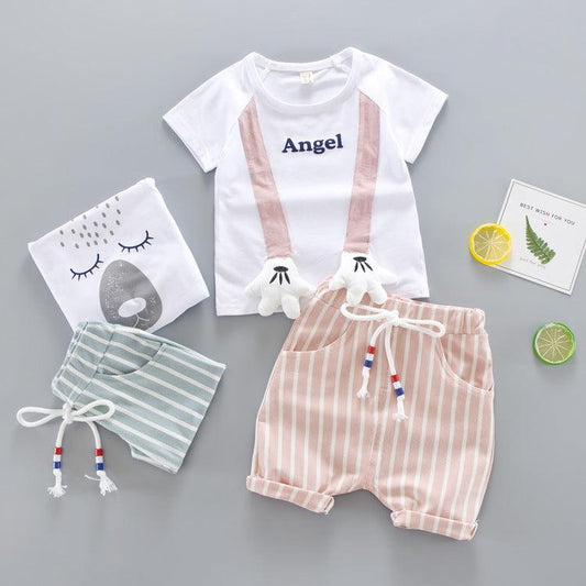 Children's Baby Children's Summer Short-sleeved Outdoor Clothes Two-piece Set - Almoni Express