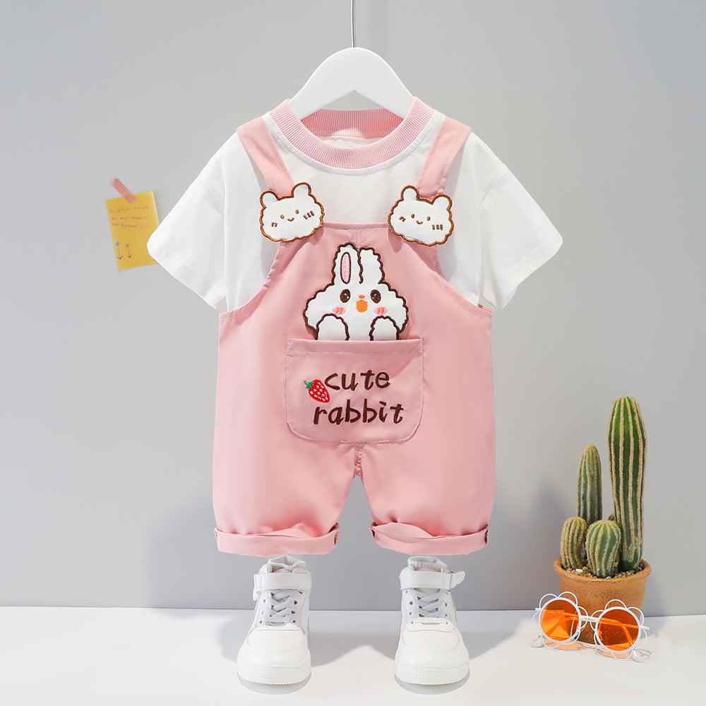 Children's Clothing Men And Women Baby Summer Cartoon Short-sleeved Overalls - Almoni Express