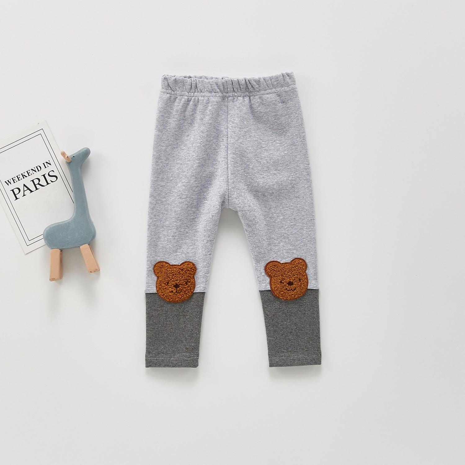 Children's Cute Bear Straight-leg Pants Trousers - Almoni Express