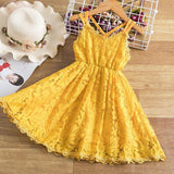 Children's Embroidered Skirt Lace Dress With Suspenders And Beautiful Back - Almoni Express