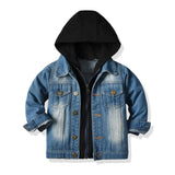 Children's Fake Two-piece Denim Jacket, Children's Hooded Fashion Casual Top - Almoni Express