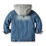 Children's Fake Two-piece Denim Jacket, Children's Hooded Fashion Casual Top - Almoni Express