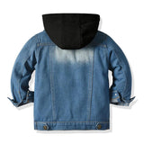 Children's Fake Two-piece Denim Jacket, Children's Hooded Fashion Casual Top - Almoni Express