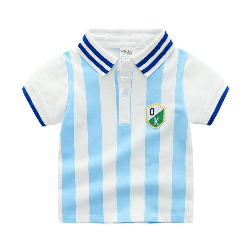 Children's Fashion Lapel Polo Shirt Short Sleeves - Almoni Express