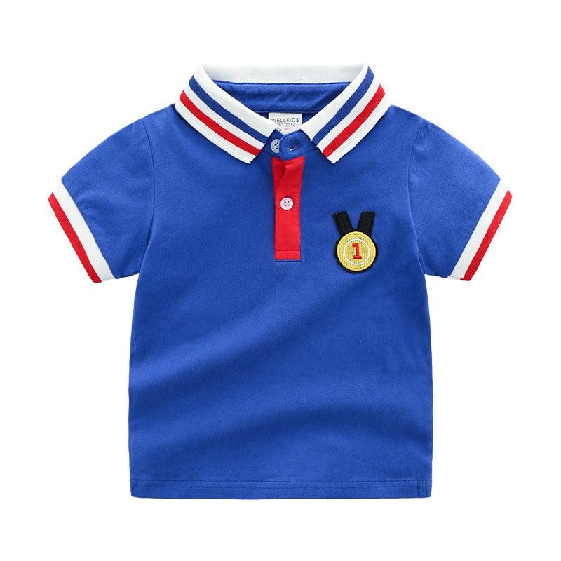 Children's Fashion Lapel Polo Shirt Short Sleeves - Almoni Express