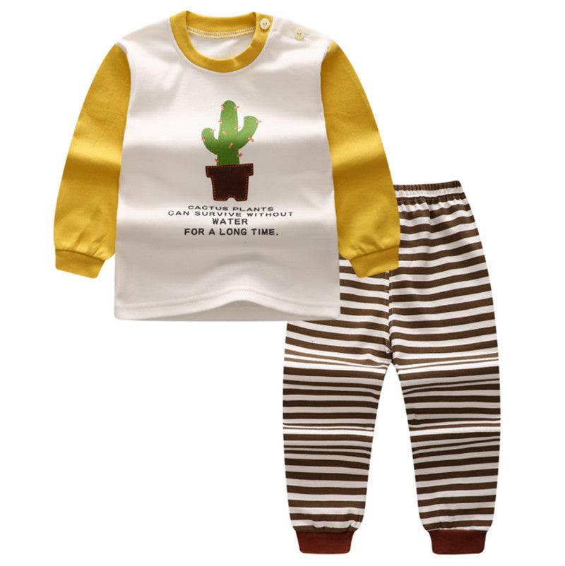 Children's Home Wear Long Sleeve Baby Thermal Pajamas Baby Underwear Set Kids - Almoni Express