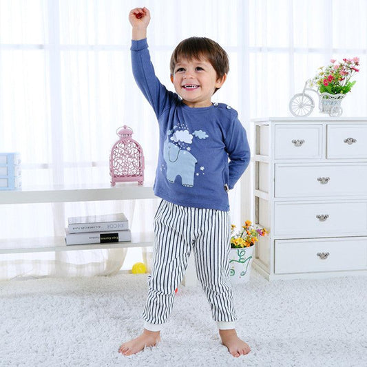 Children's Home Wear Long Sleeve Baby Thermal Pajamas Baby Underwear Set Kids - Almoni Express