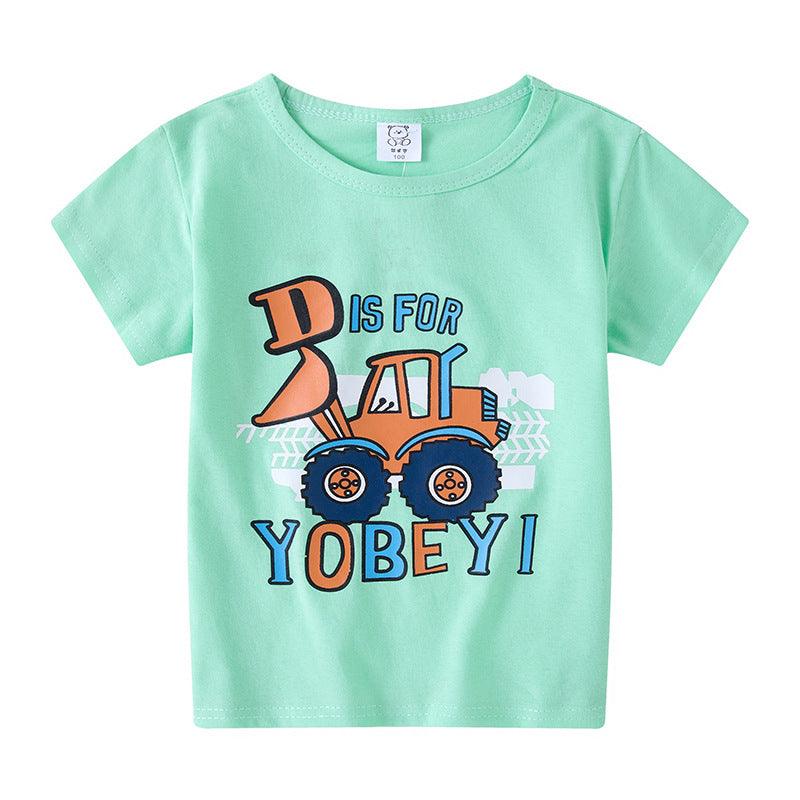 Children's Short Sleeve Boys And Girls T-shirt Cartoon Half Sleeve Top - Almoni Express