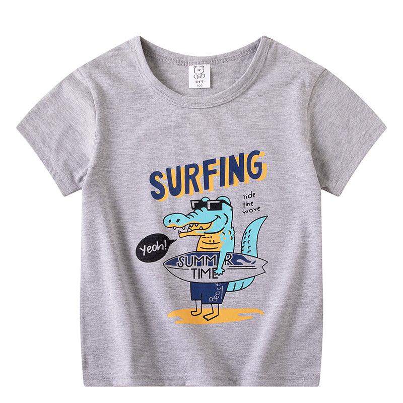 Children's Short Sleeve Boys And Girls T-shirt Cartoon Half Sleeve Top - Almoni Express