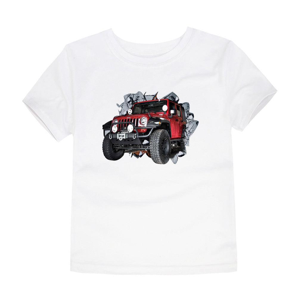 Children's Short-sleeved Cotton Heat Transfer T-shirt For Boys And Girls - Almoni Express