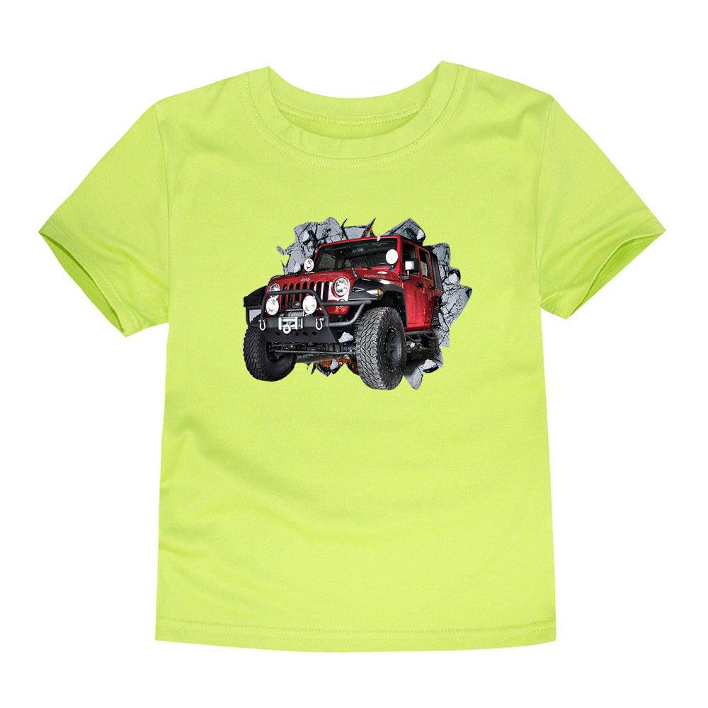 Children's Short-sleeved Cotton Heat Transfer T-shirt For Boys And Girls - Almoni Express